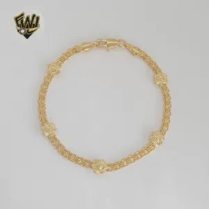 (1-0506) Gold Laminate - 4mm Bismarck Link Flower Bracelet - BGF