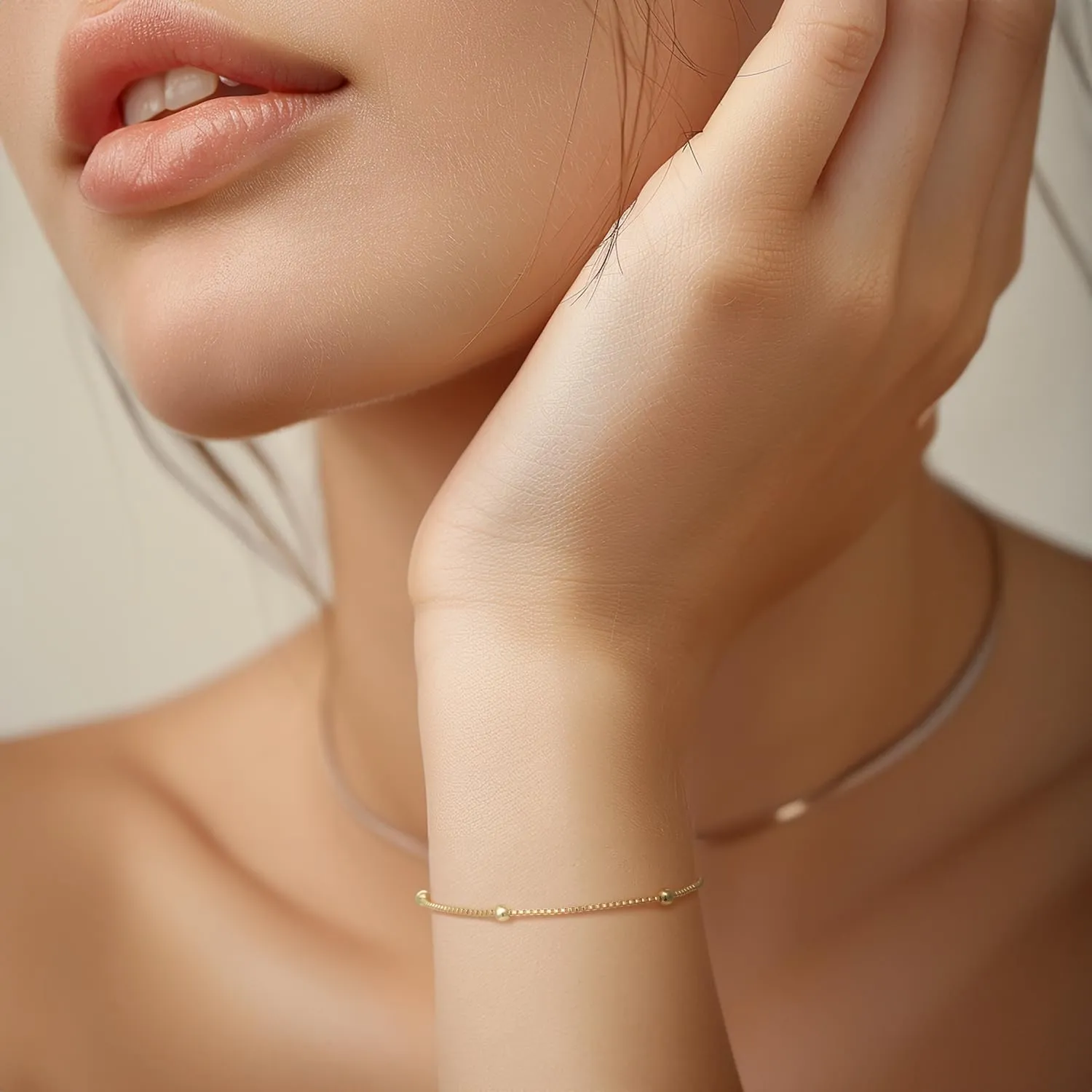 14K Gold Bracelets for Women Adjustable Womens Bracelet Ball Station Chain Stackable Bracelets for Womens Men Bracelet Jewelry 6.5-9 Inches Including Extension Chain