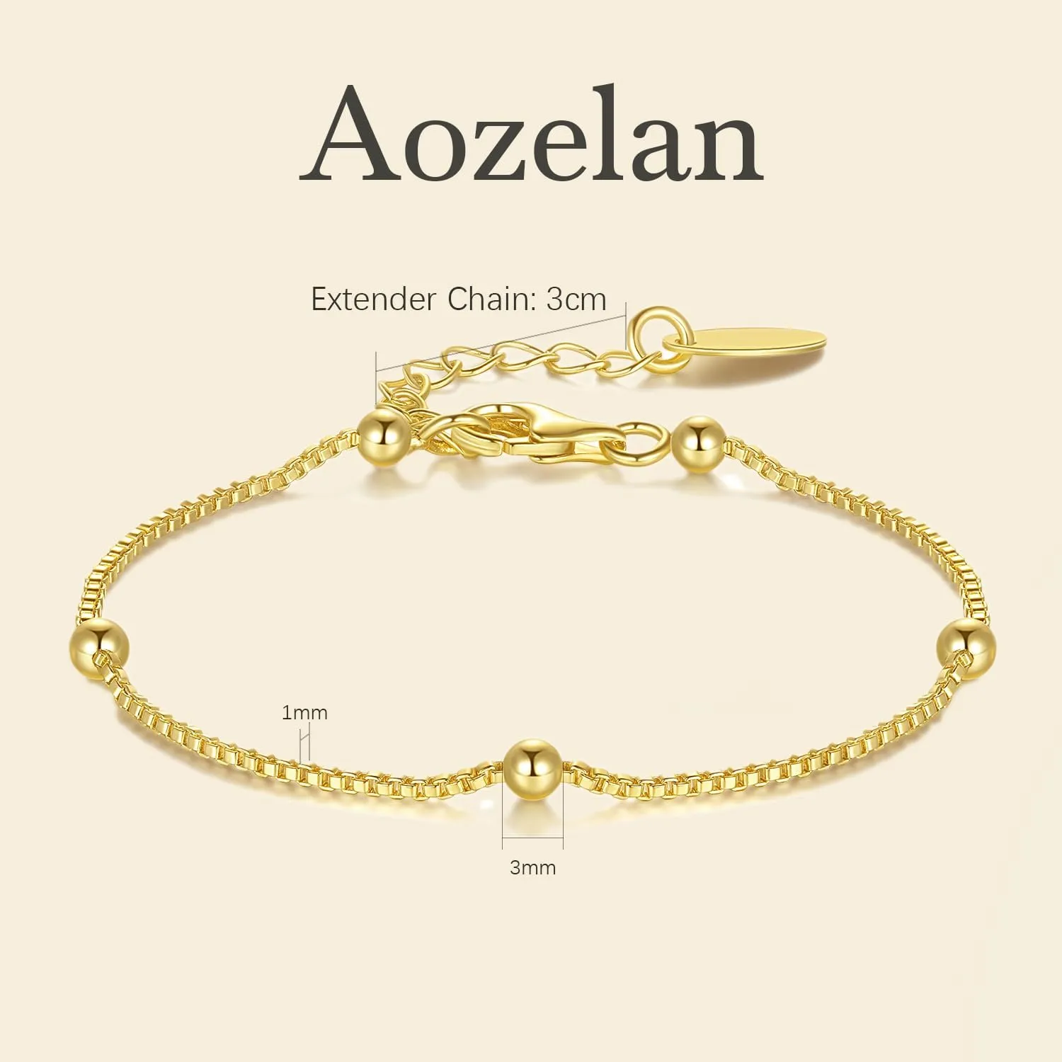 14K Gold Bracelets for Women Adjustable Womens Bracelet Ball Station Chain Stackable Bracelets for Womens Men Bracelet Jewelry 6.5-9 Inches Including Extension Chain