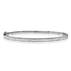 White Gold Bangle with Diamonds - Elegant 18ct Design