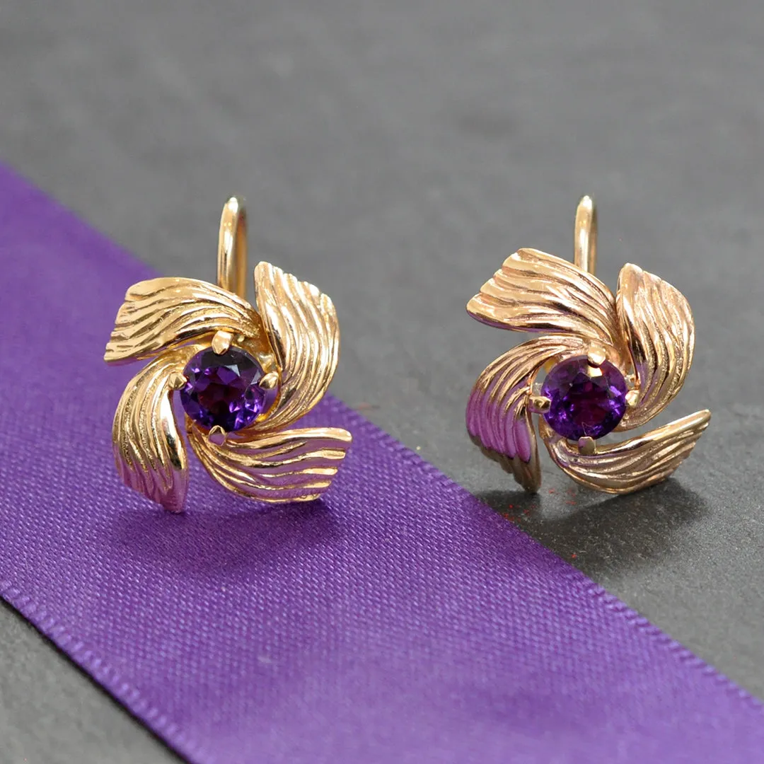 Amethyst Flower Earrings