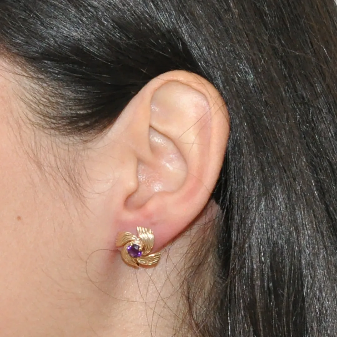 Amethyst Flower Earrings