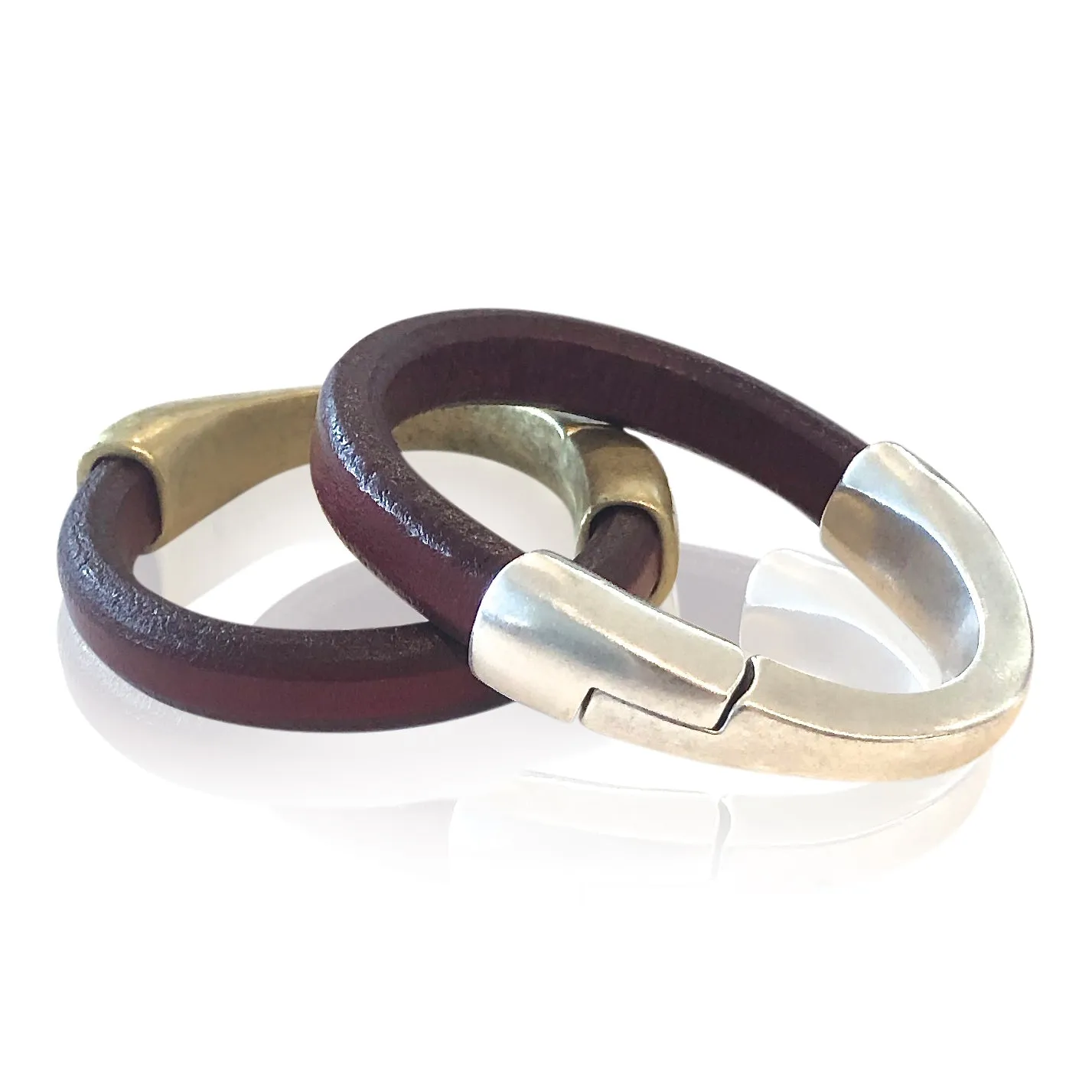 BA5 RED - Red Leather Bracelet with Arc Magnetic Clasp