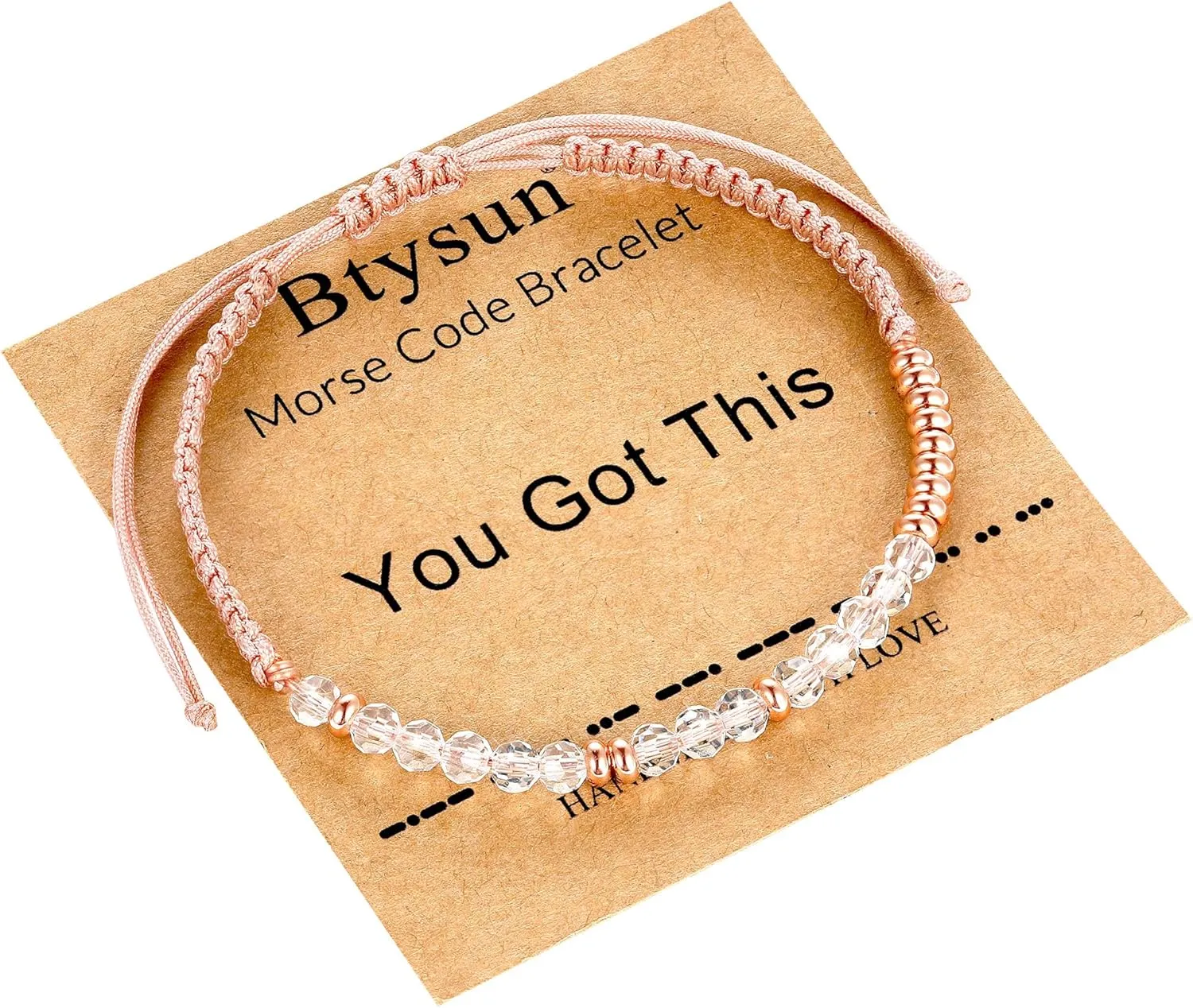 Btysun Morse Code Bracelets for Women Christmas Gift Stocking Stuffers for Teens Pink Braided Bracelets Inspirational Best Friend Birthday Gifts for Her High School Graduation Gifts for Her 2025 Mom Bracelet Jewelry
