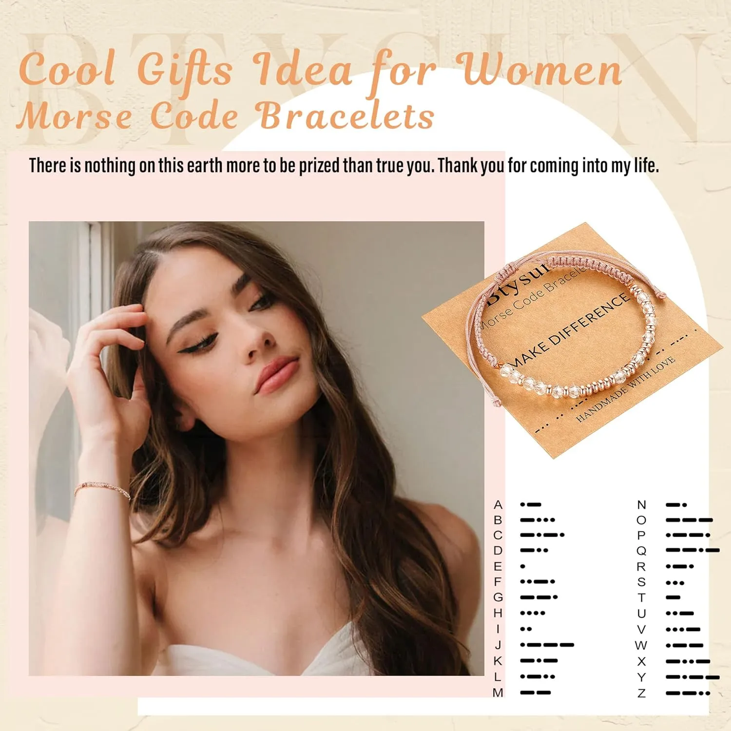 Btysun Morse Code Bracelets for Women Christmas Gift Stocking Stuffers for Teens Pink Braided Bracelets Inspirational Best Friend Birthday Gifts for Her High School Graduation Gifts for Her 2025 Mom Bracelet Jewelry