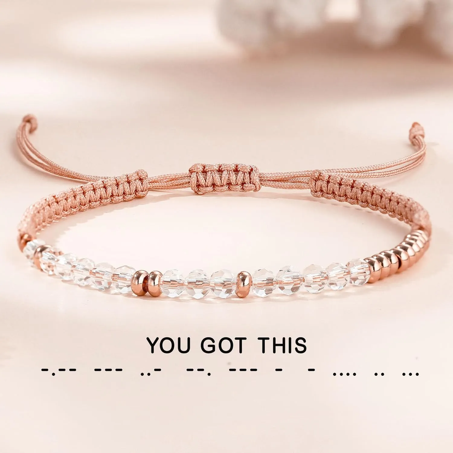 Btysun Morse Code Bracelets for Women Christmas Gift Stocking Stuffers for Teens Pink Braided Bracelets Inspirational Best Friend Birthday Gifts for Her High School Graduation Gifts for Her 2025 Mom Bracelet Jewelry
