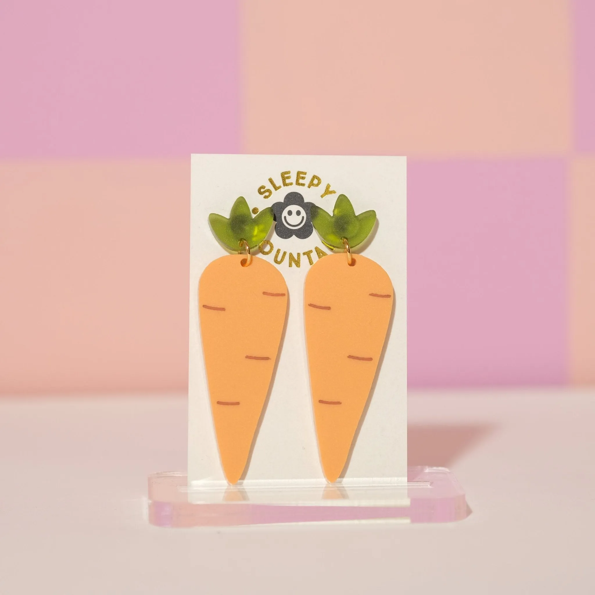 Carrot Dangle Earrings - Pastel Orange