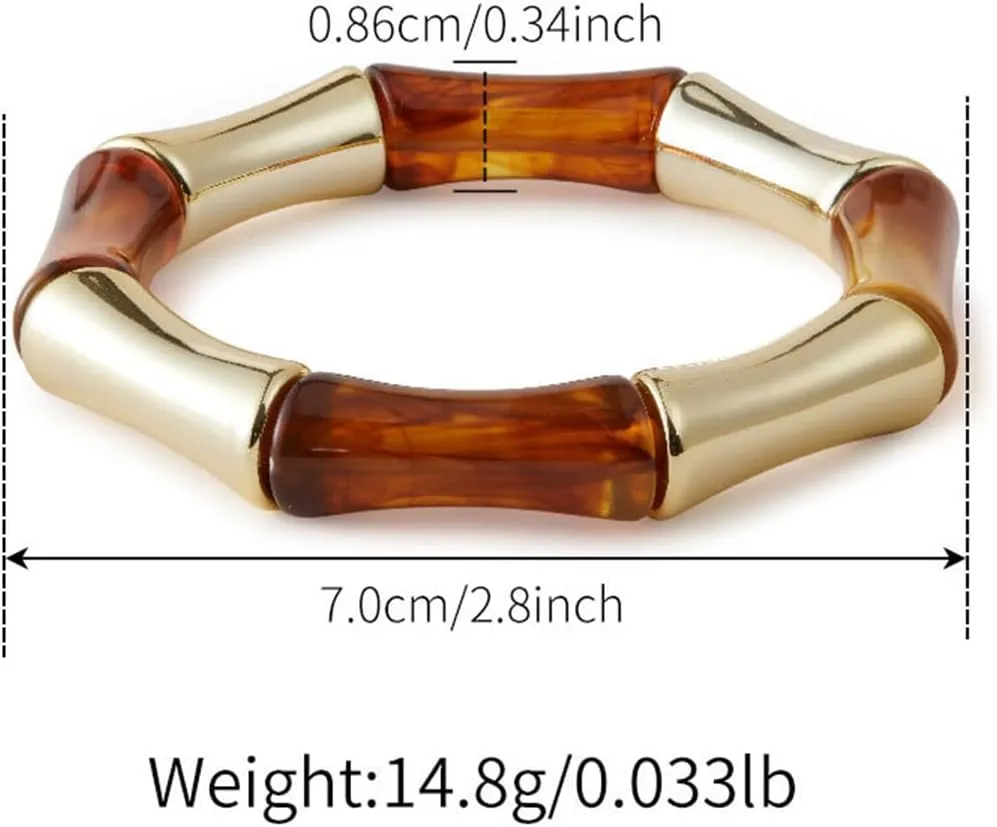Chunky Gold Bracelets for Women Acrylic Wrap Bracelets Resin Gold Stretch Bangle Punk Jewelry
