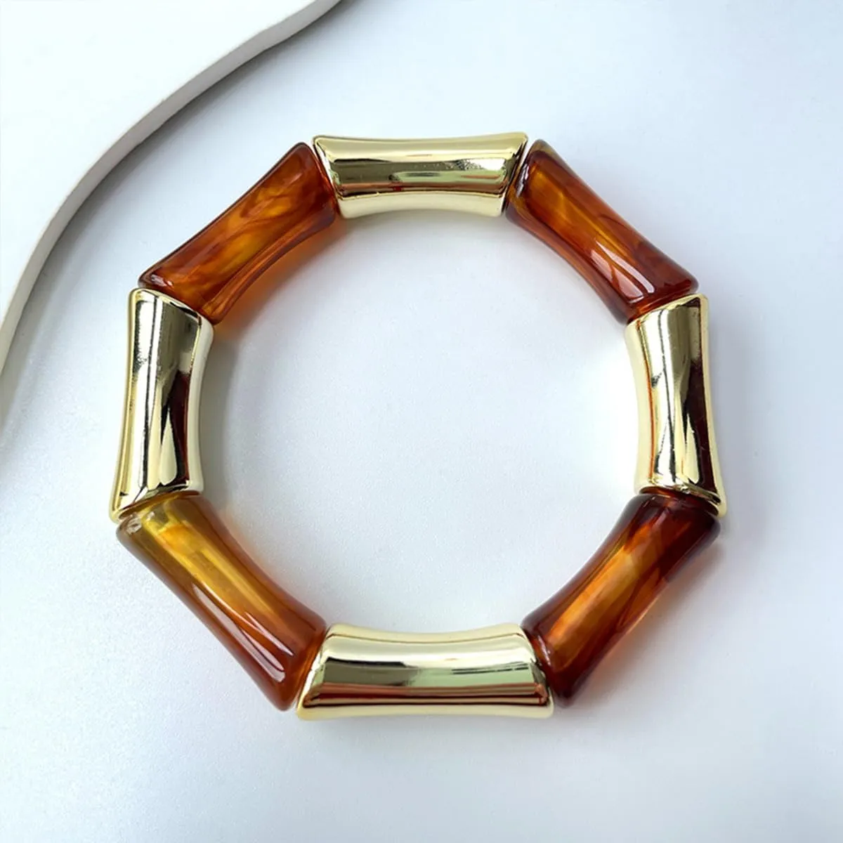 Chunky Gold Bracelets for Women Acrylic Wrap Bracelets Resin Gold Stretch Bangle Punk Jewelry