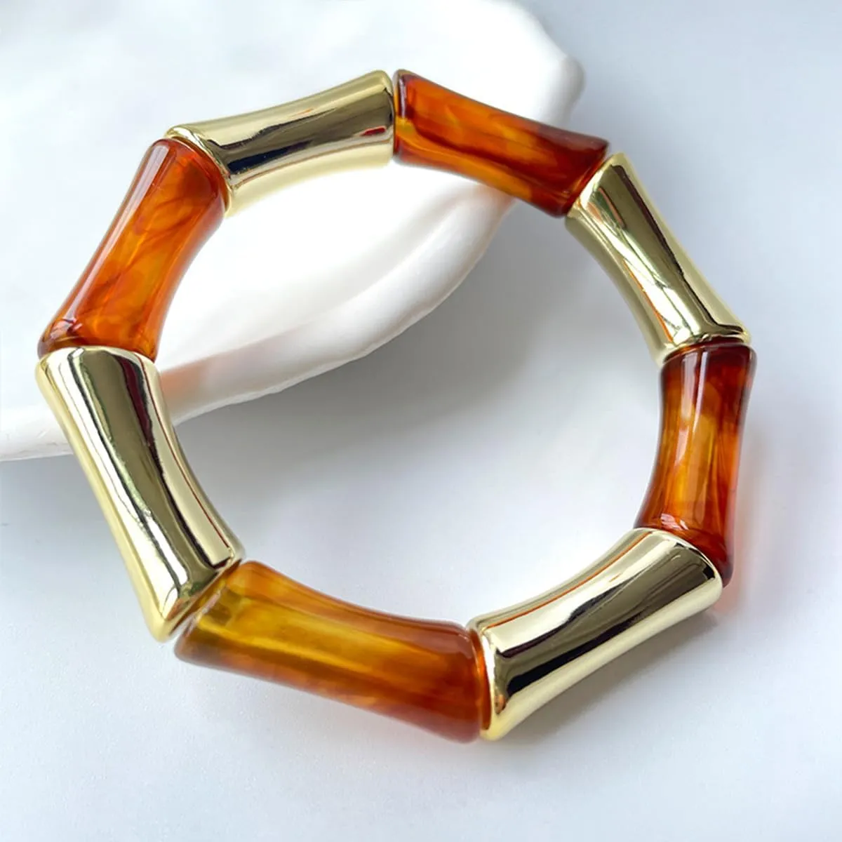 Chunky Gold Bracelets for Women Acrylic Wrap Bracelets Resin Gold Stretch Bangle Punk Jewelry