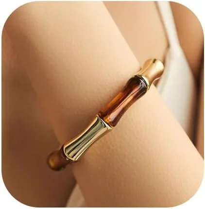 Chunky Gold Bracelets for Women Acrylic Wrap Bracelets Resin Gold Stretch Bangle Punk Jewelry