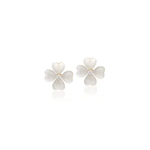 Clover Heart Simulated Moonstone Earrings