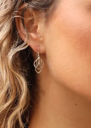 Deco Leaf Silver Earrings