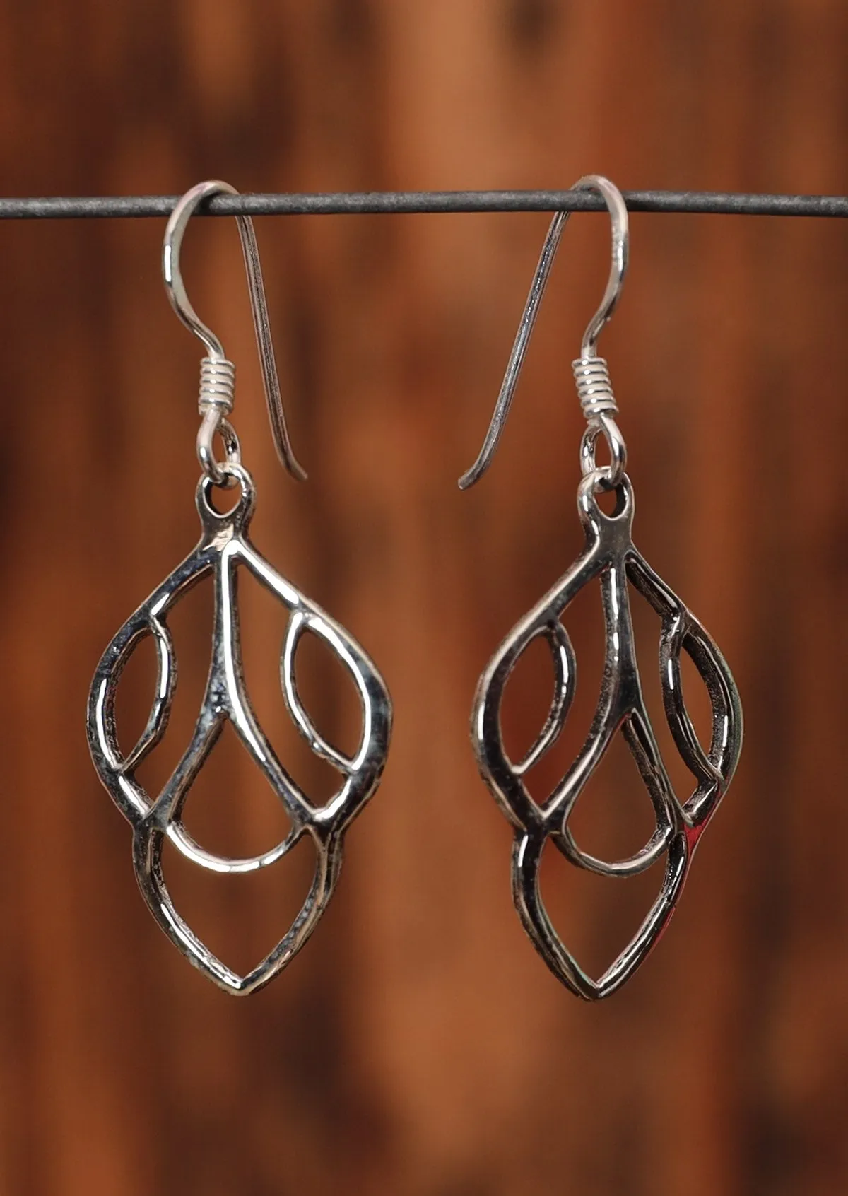 Deco Leaf Silver Earrings