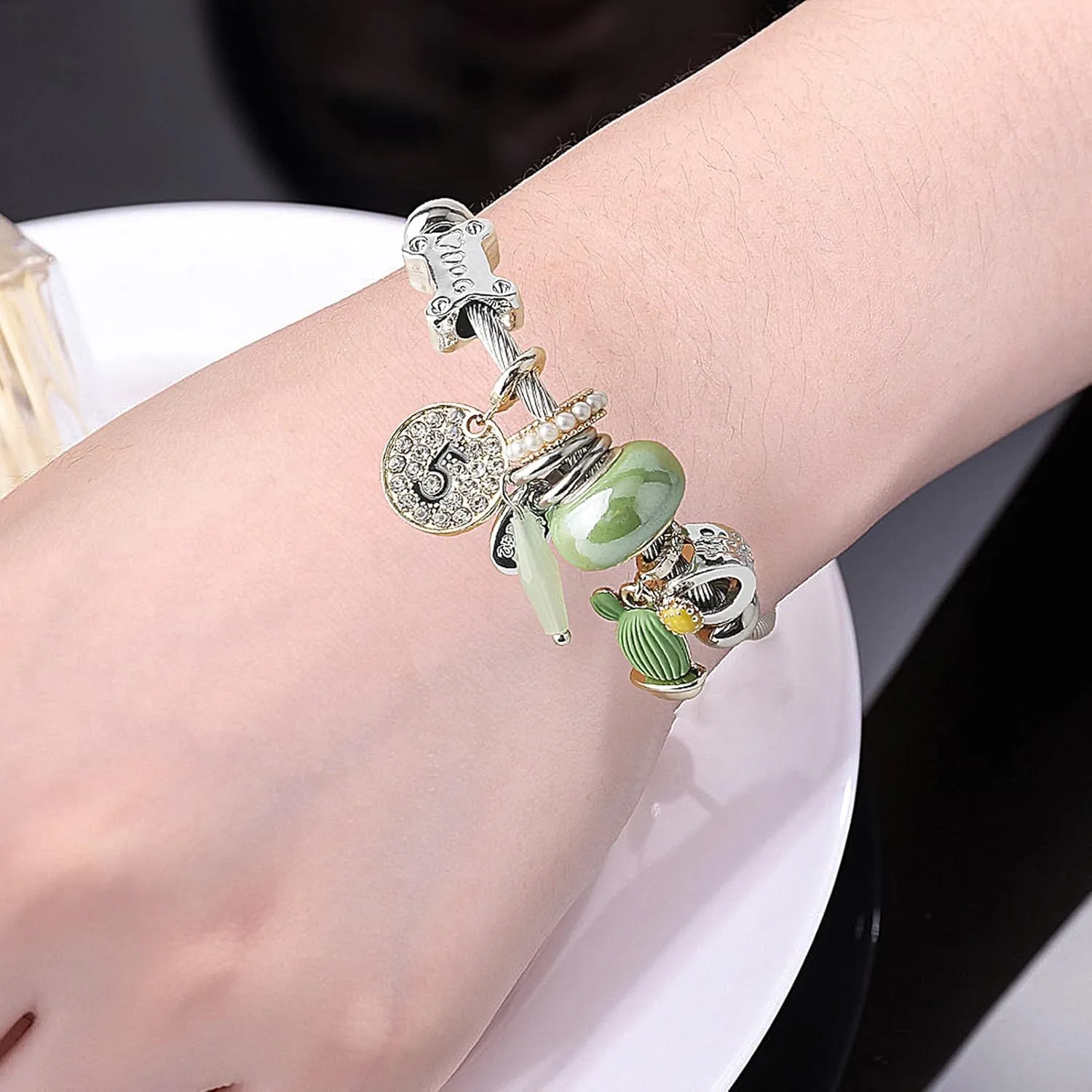 DS Charm Bracelets for girls,exquisite cute cartoon friendship bracelets Silver Stainless Steel Bangle with birthday Gift box, Adjustable girls jewelry Suitable for holiday gifts