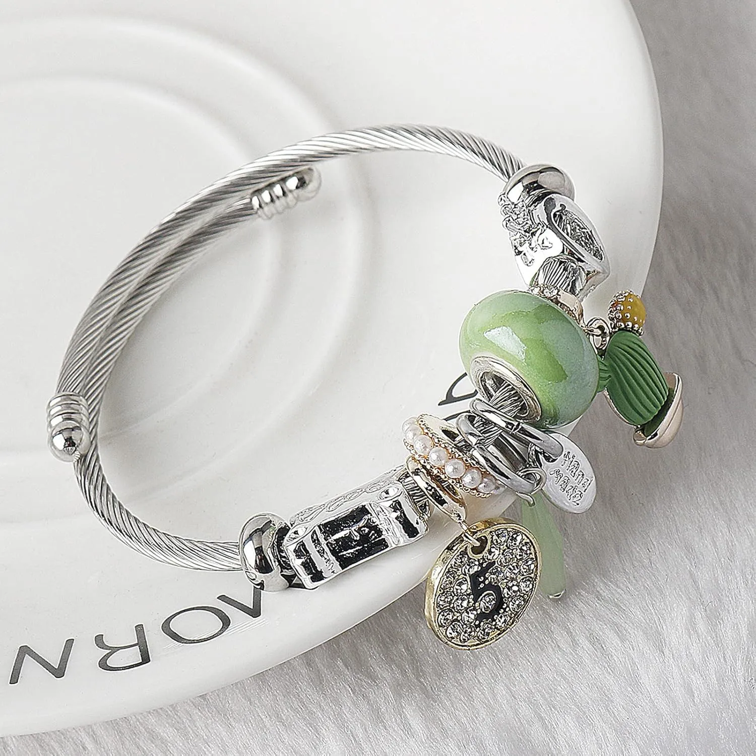 DS Charm Bracelets for girls,exquisite cute cartoon friendship bracelets Silver Stainless Steel Bangle with birthday Gift box, Adjustable girls jewelry Suitable for holiday gifts