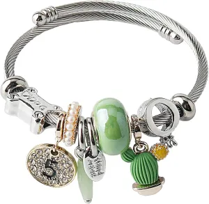 DS Charm Bracelets for girls,exquisite cute cartoon friendship bracelets Silver Stainless Steel Bangle with birthday Gift box, Adjustable girls jewelry Suitable for holiday gifts