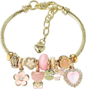 DS Charm Bracelets for teen girls exquisite cute cartoon friendship bracelet Gold Stainless Steel Bangle birthday Gift box Adjustable little girls kids jewelry holiday gifts