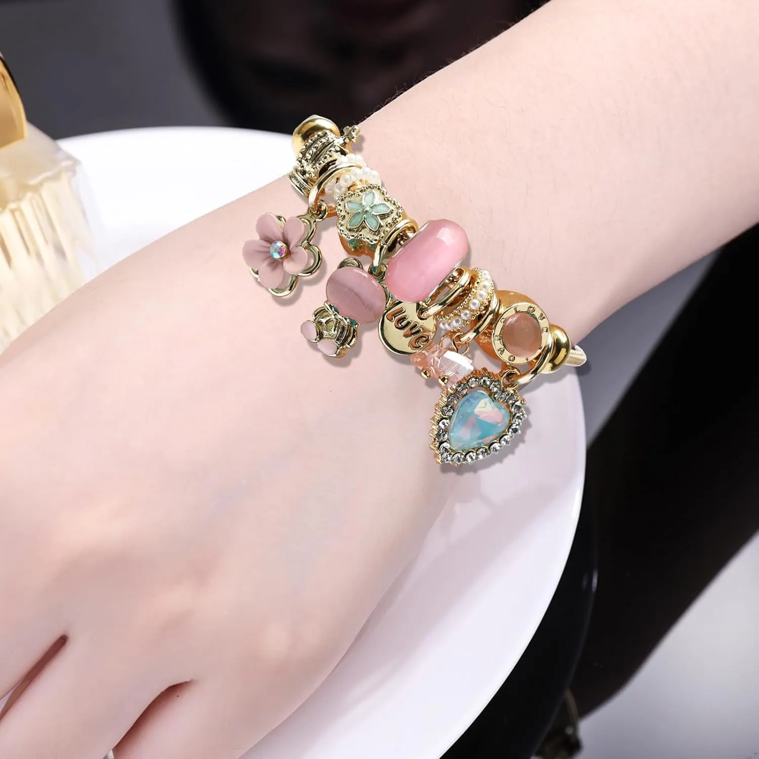 DS Charm Bracelets for teen girls exquisite cute cartoon friendship bracelet Gold Stainless Steel Bangle birthday Gift box Adjustable little girls kids jewelry holiday gifts