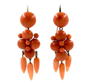 Early Victorian Coral Earrings