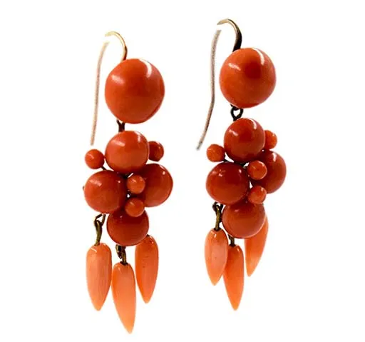 Early Victorian Coral Earrings