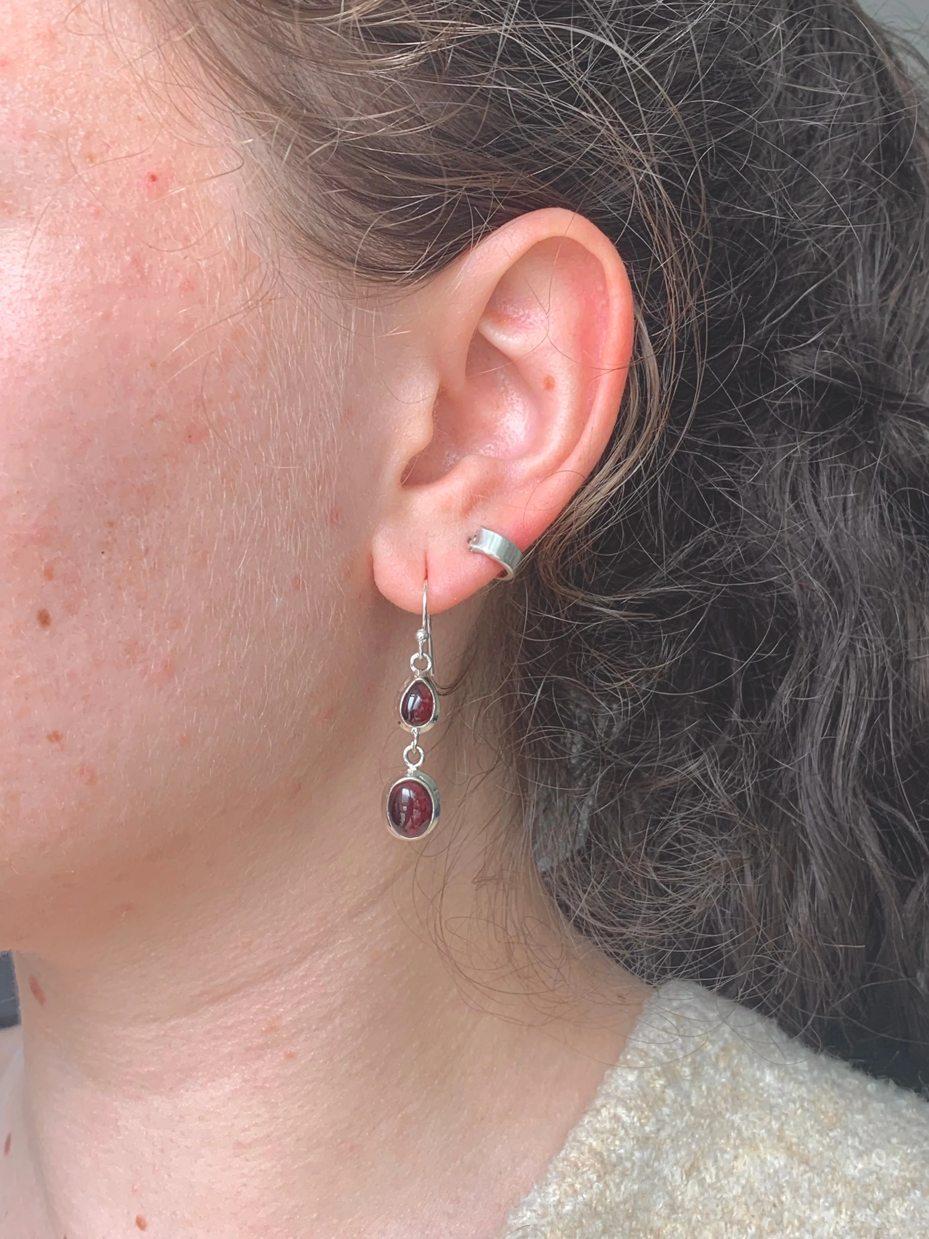 Garnet Ari Earrings - Double Drop