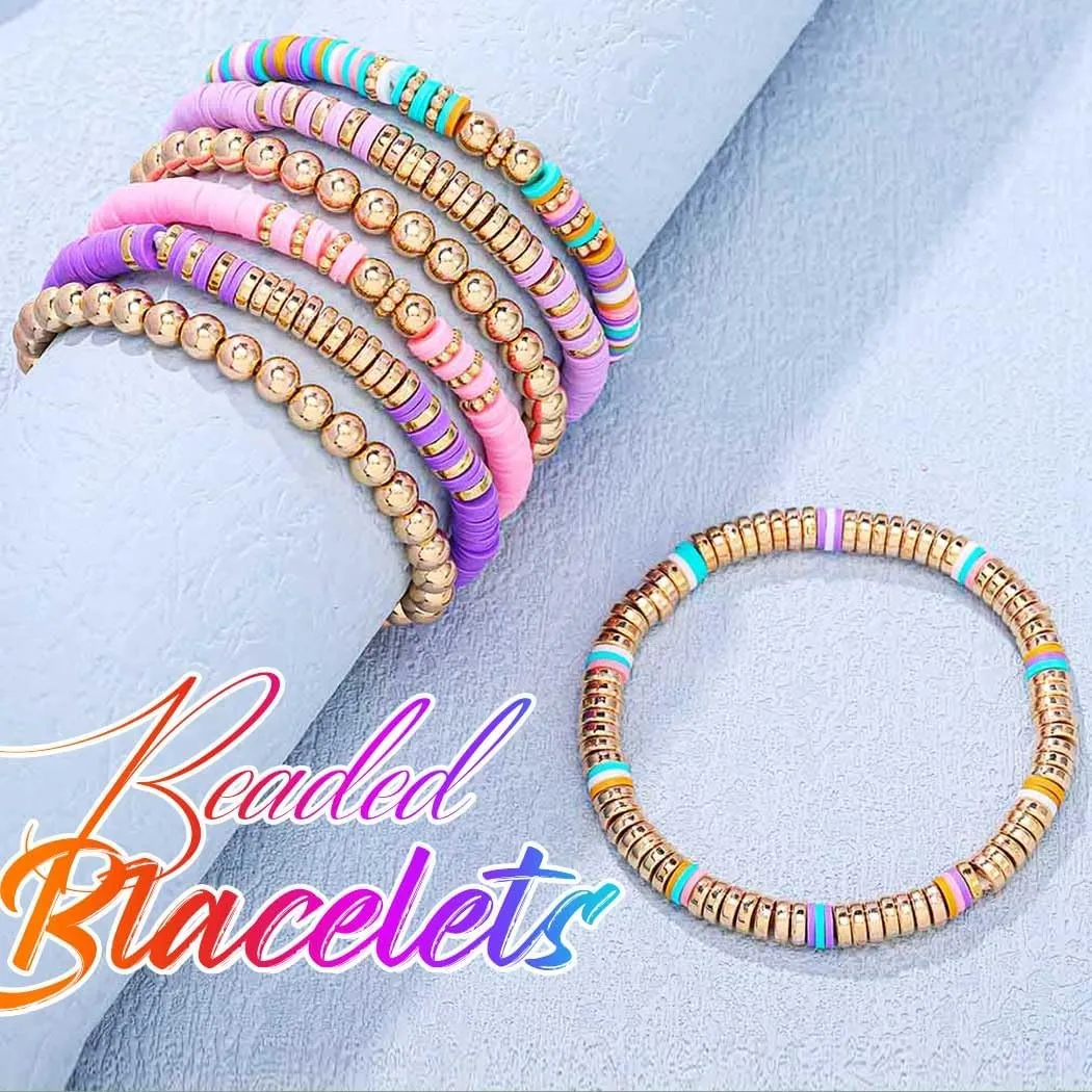 GORTIN Clay Bead Bracelets for Women Stretch Friendship Bracelets Stackable Surfer Heishi Bracelet Set