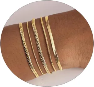 Kyerlyn Gold Bracelets for Women 14K Gold Bracelets Set for Women Dainty Herringbone Twisted Rope Chain Paperclip Link Bracelets Leaf Dot Bracelet Jewelry Gifts for Women