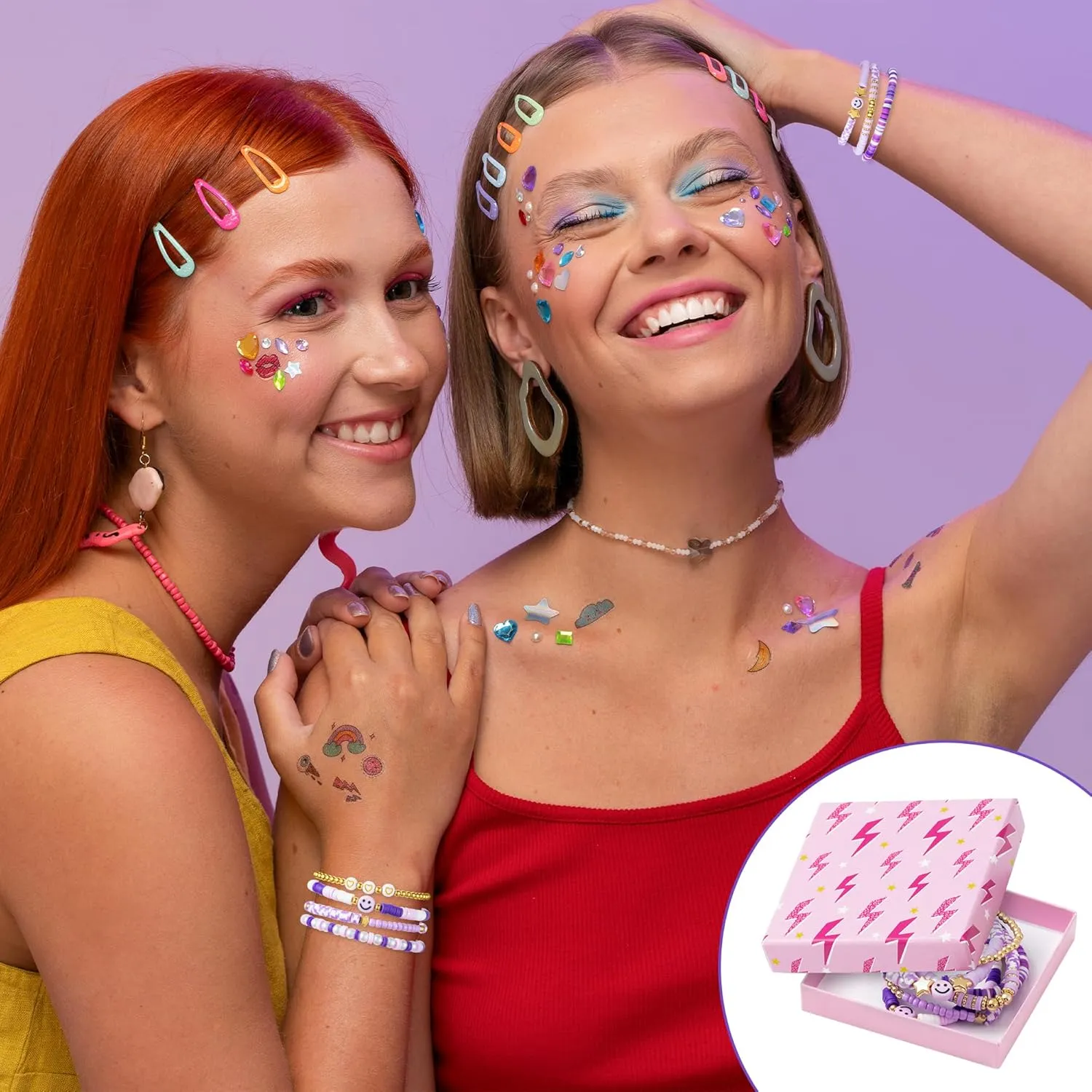LieToi 7Pcs Preppy Heishi Bracelets for Women Girls - Surfer Bracelets Polymer Clay Stackable Disc Summer Beach Y2K Stretch Birthday Gift