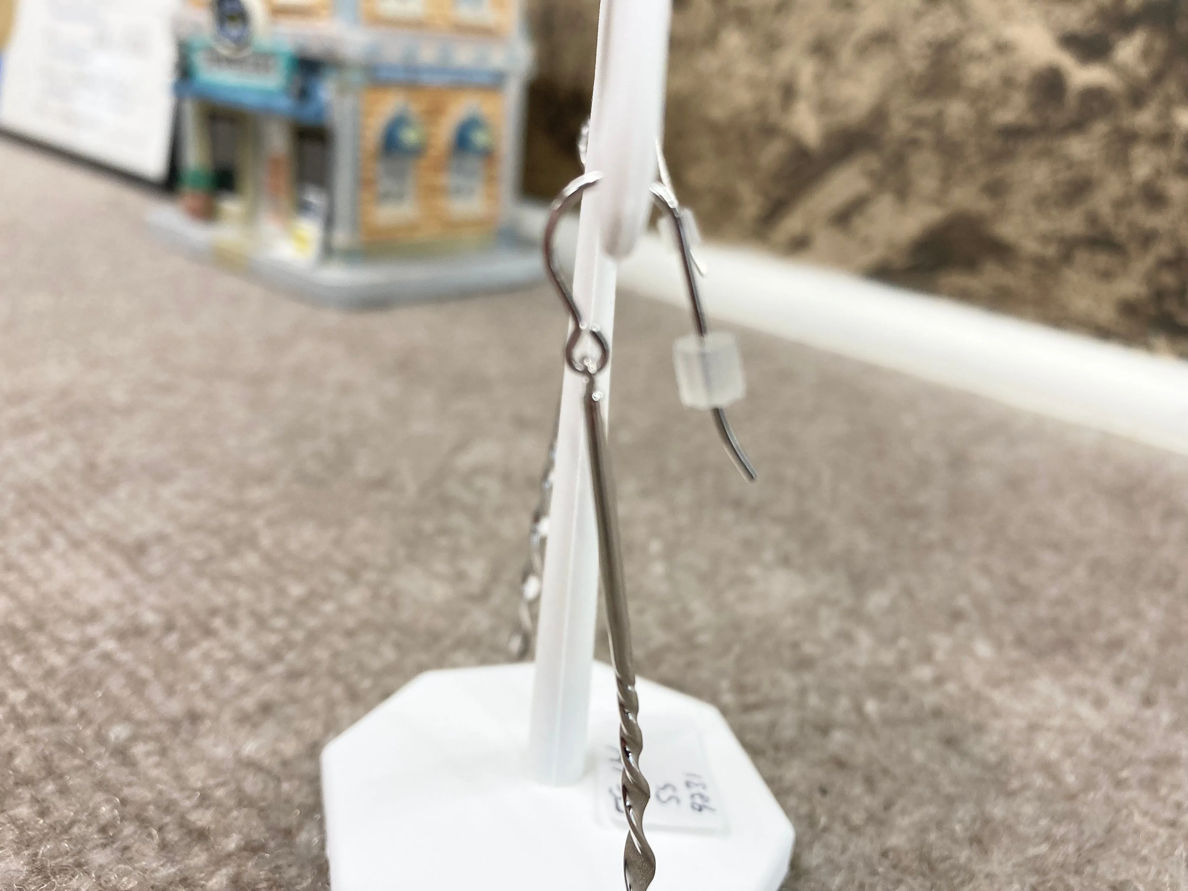 Long Silver Dangle Earrings