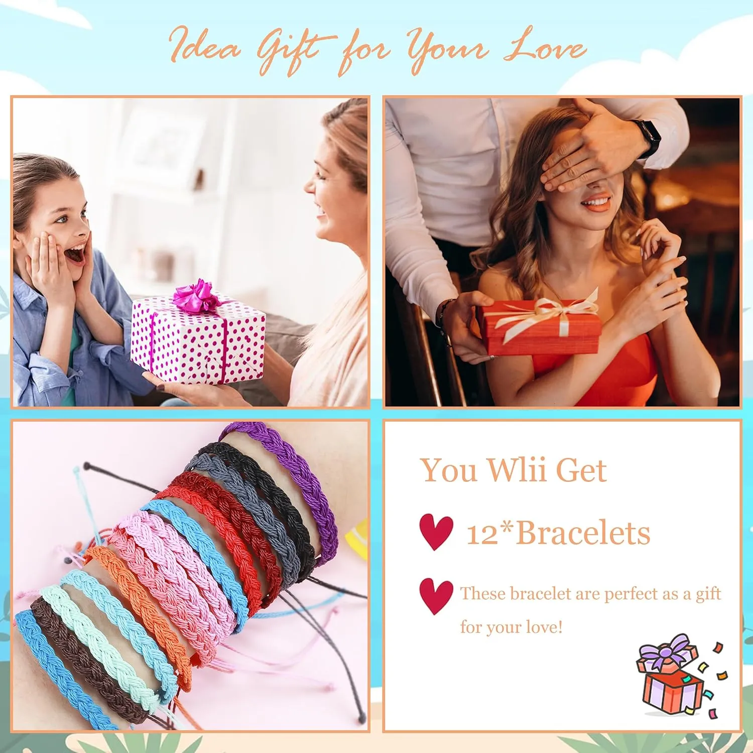 Long tiantian String Bracelets for Women Gifts Trendy Stuff Friendship Bracelets Waterproof Summer Ankle Bracelets Outfits Adjustable Wave Surfer Beach Bracelets Stocking Stuffers