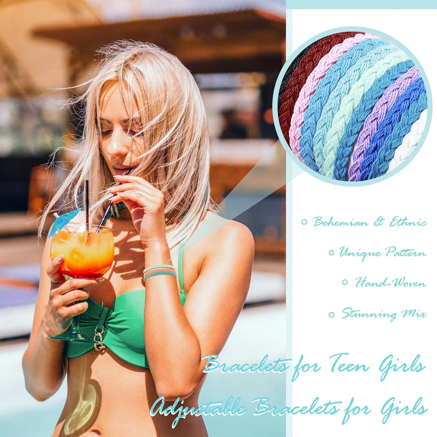 Long tiantian String Bracelets for Women Gifts Trendy Stuff Friendship Bracelets Waterproof Summer Ankle Bracelets Outfits Adjustable Wave Surfer Beach Bracelets Stocking Stuffers