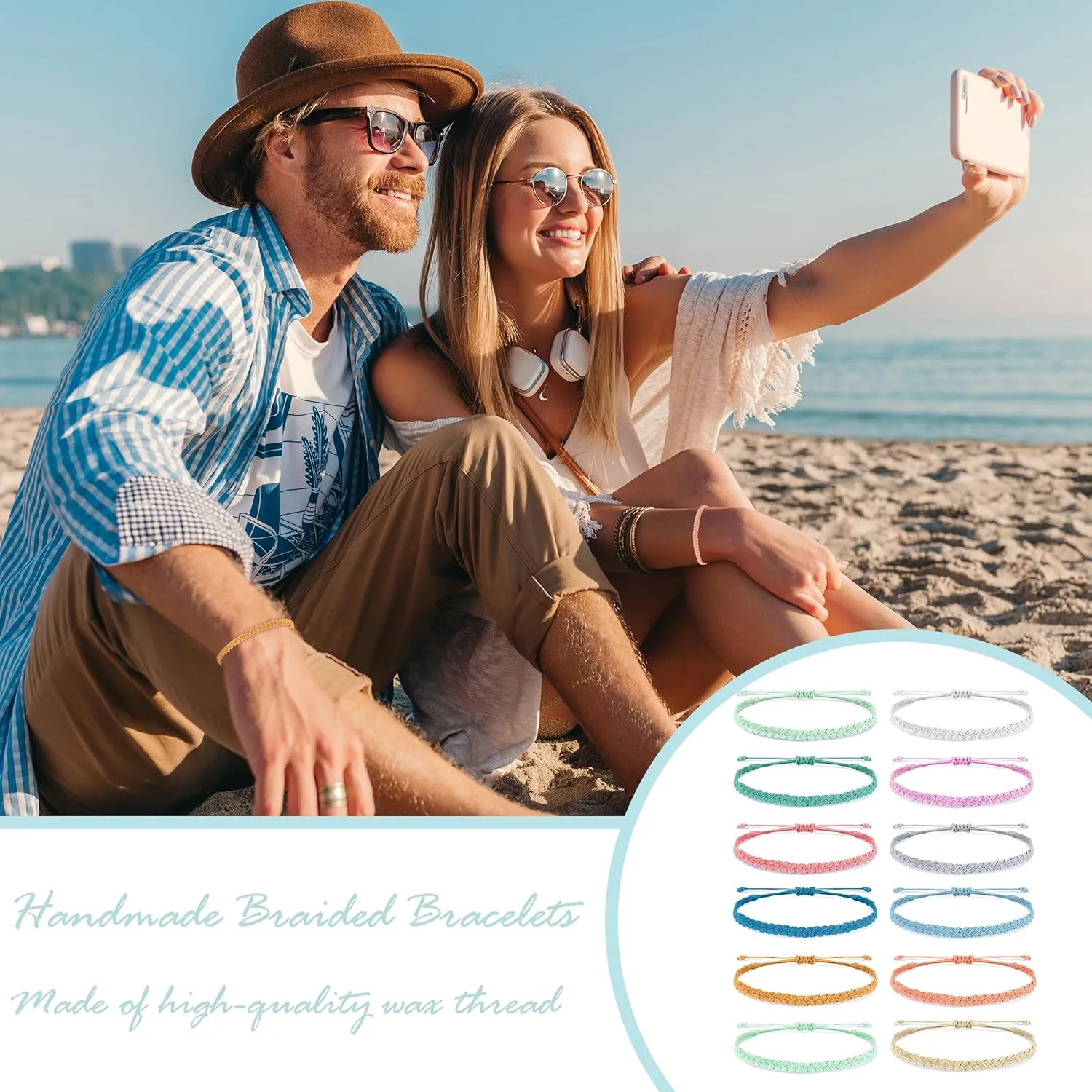 Long tiantian String Bracelets for Women Gifts Trendy Stuff Friendship Bracelets Waterproof Summer Ankle Bracelets Outfits Adjustable Wave Surfer Beach Bracelets Stocking Stuffers