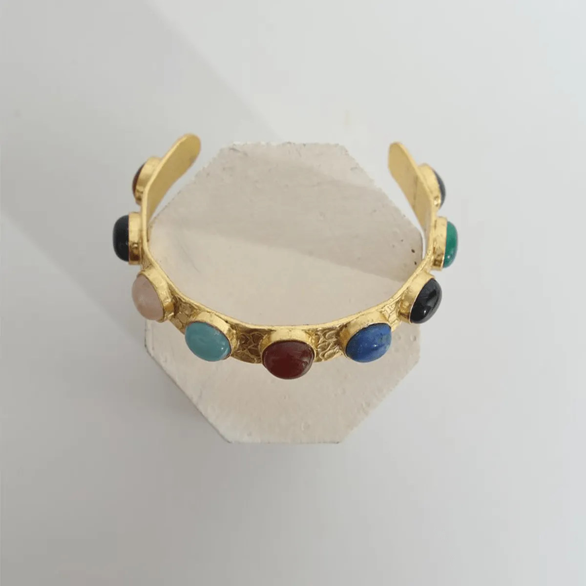 Multi-Stone Chunky Gold Plated Elea Bangle