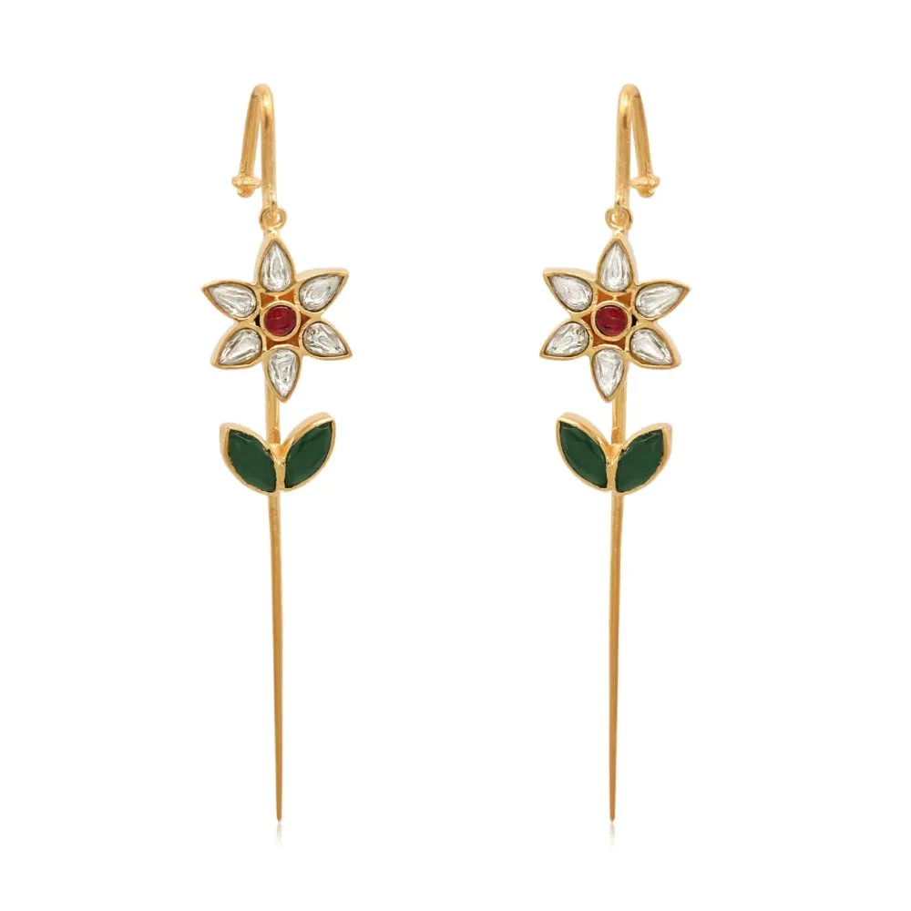 Silver Flower Earcuff