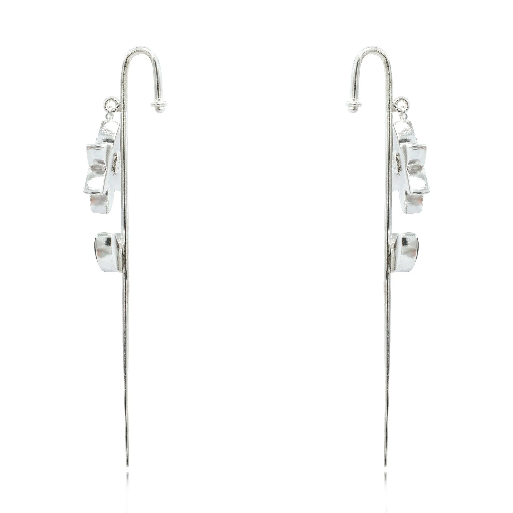 Silver Flower Earcuff