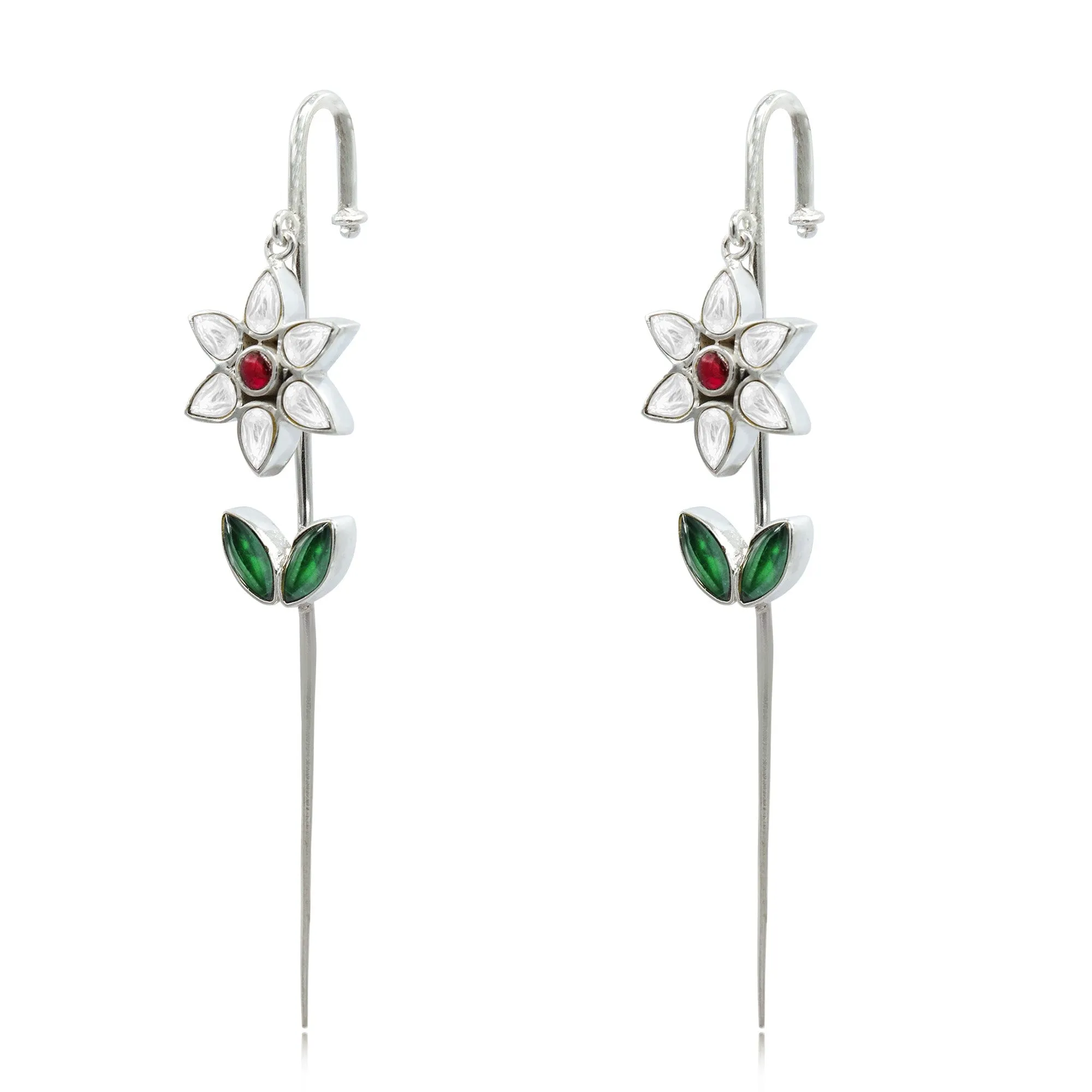Silver Flower Earcuff