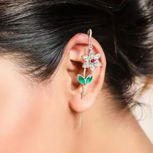 Silver Flower Earcuff