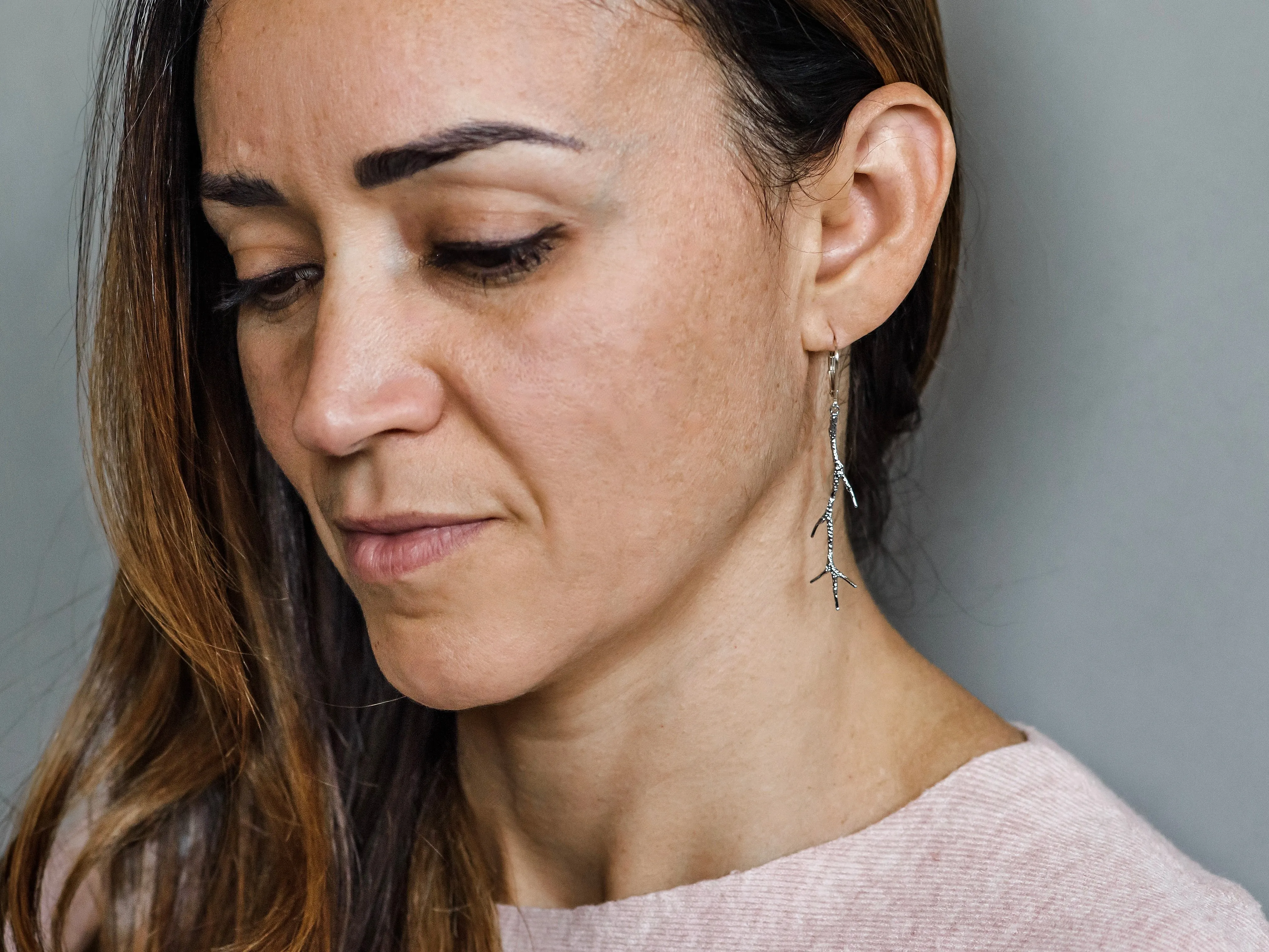 Wintery Silver Twig Earrings