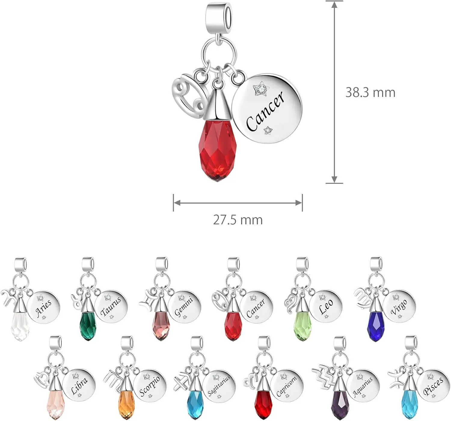 Zodiac Charms for Bracelets Compatible with Pandora Charms Bracelets 12 Constellation Bead Birthday Dangle Pendant Birthstone Charm Jewelry for Women