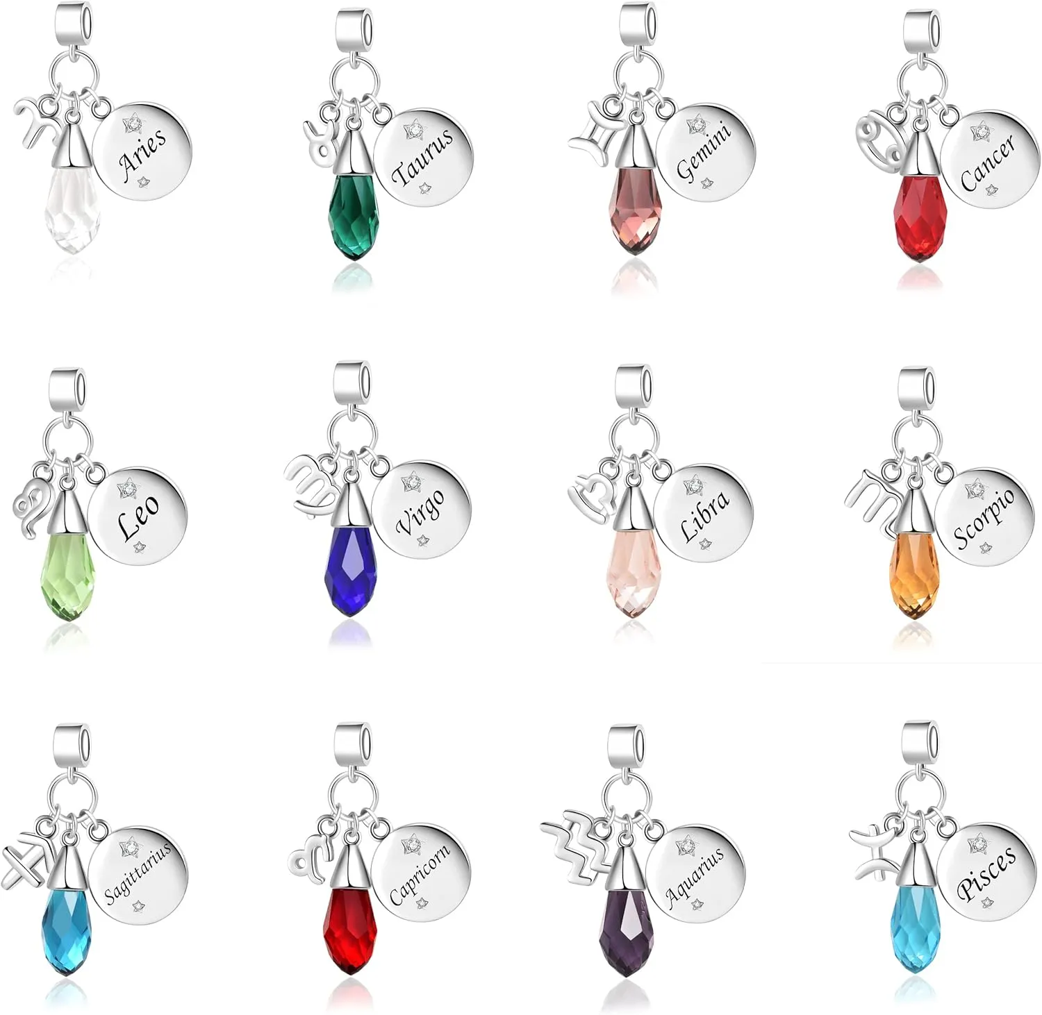 Zodiac Charms for Bracelets Compatible with Pandora Charms Bracelets 12 Constellation Bead Birthday Dangle Pendant Birthstone Charm Jewelry for Women